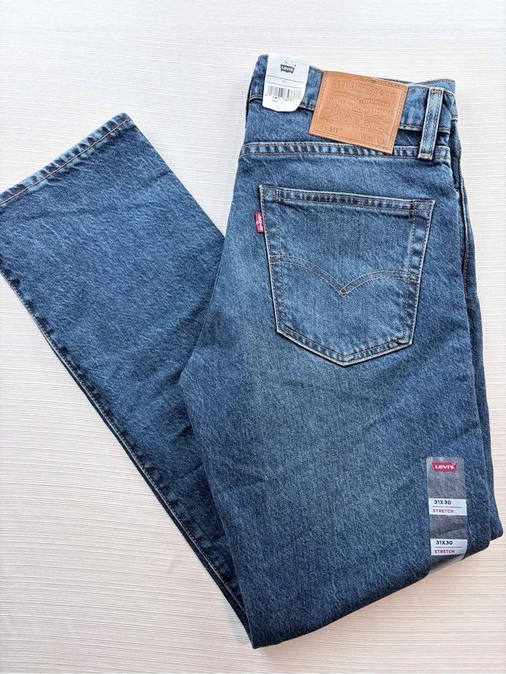 Men's Classic Straight-Leg Blue Jeans Remake of 1970 with the Big E,Size. 31